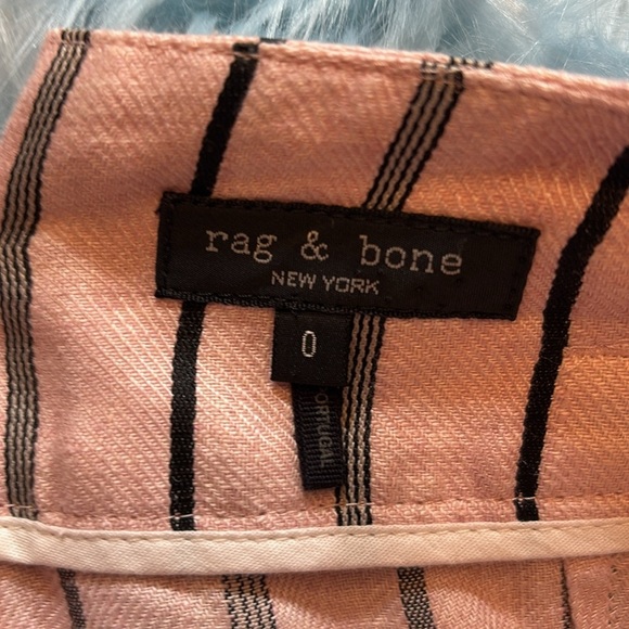 Rag & Bone Claudia Linen Striped Pink Belted Pants sz 0 - Picture 8 of 10